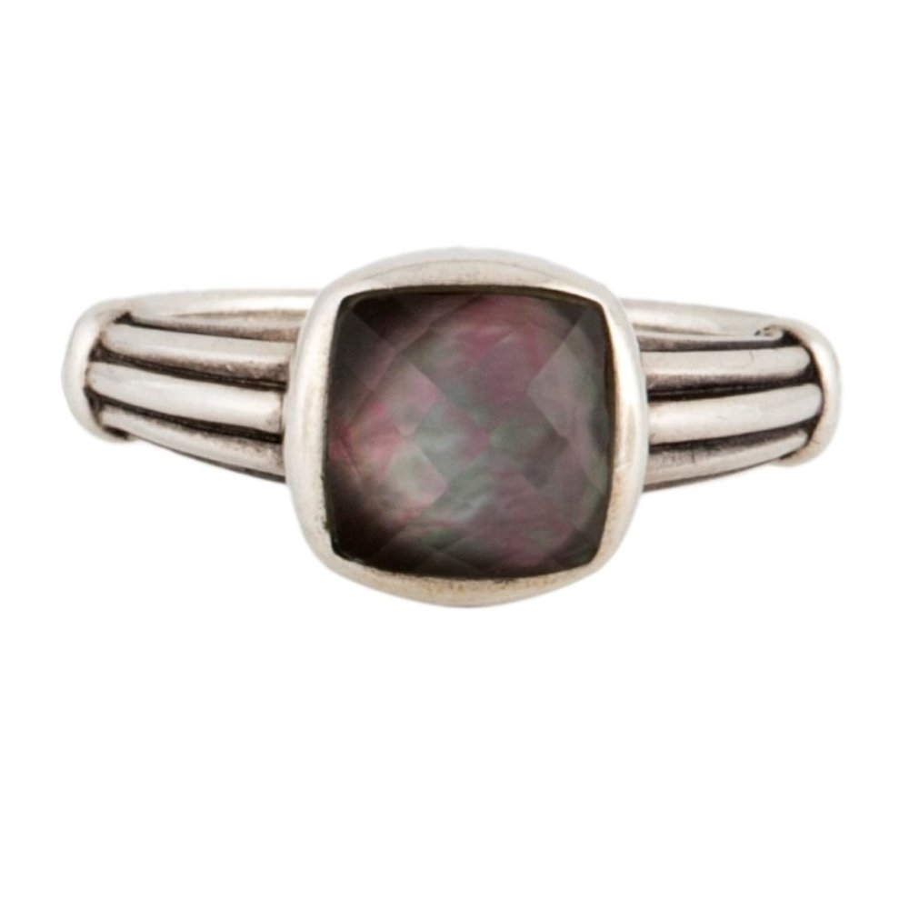 LAGOS STERLING SILVER DYED MOTHER OF PEARL & QUARTZ COCKTAIL RING